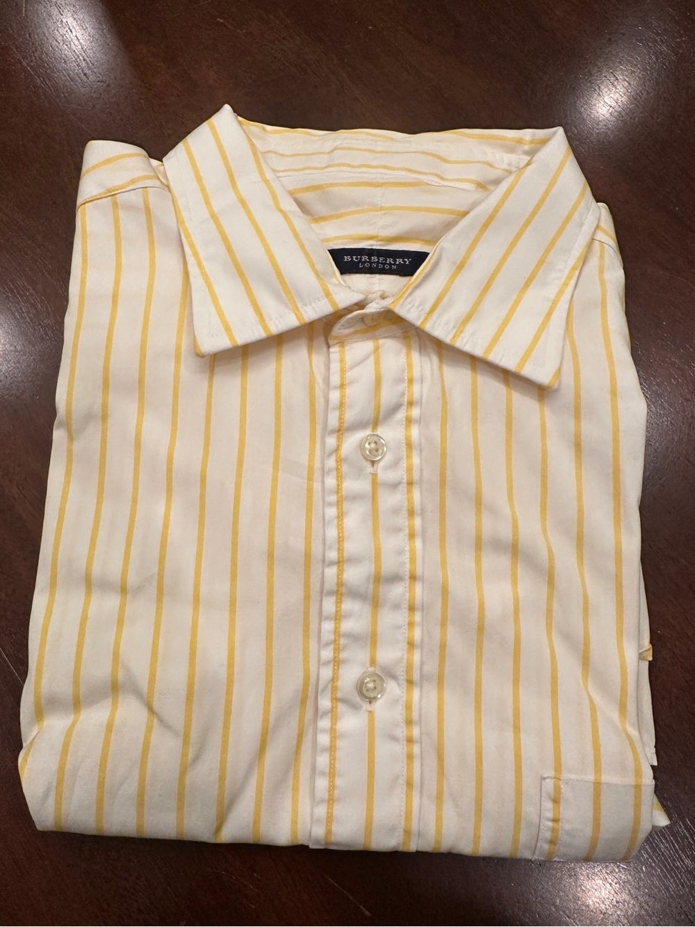 Burberry Long Sleeve Button Down 100% Cotton - Yellow Stripes